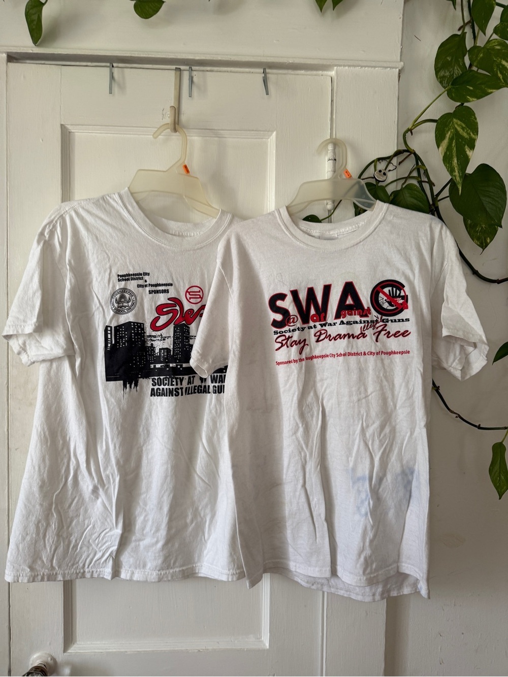 White Graphic SWAG & City Tee Duo - Red and Black Prints City of Poughkeepsie NY